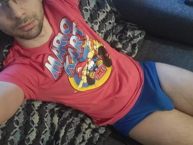 I accidently made a good pairing with my undies and Mario Kart t-shirt.