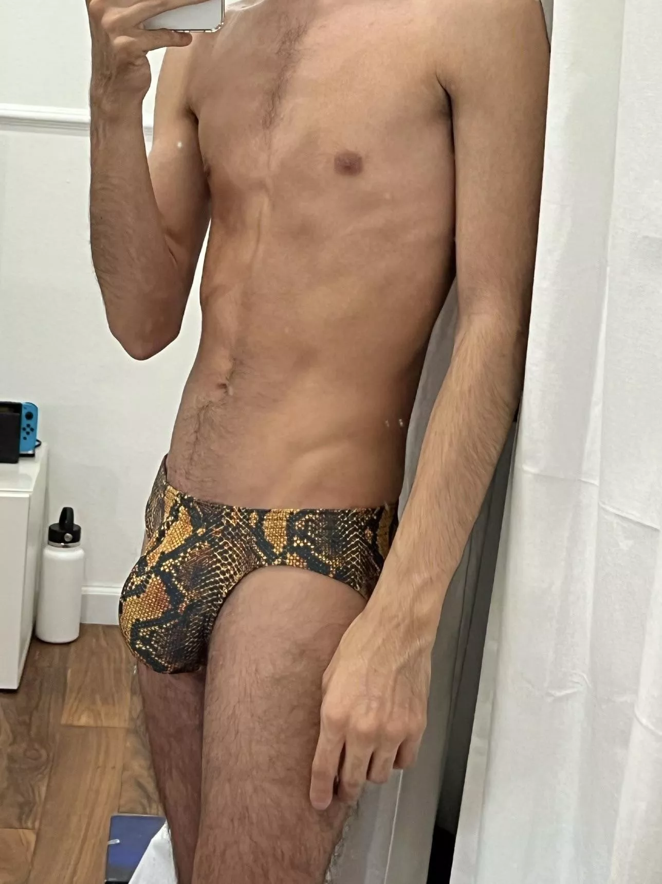 Is it too much to go to the beach with friends and stuff in this Speedo?