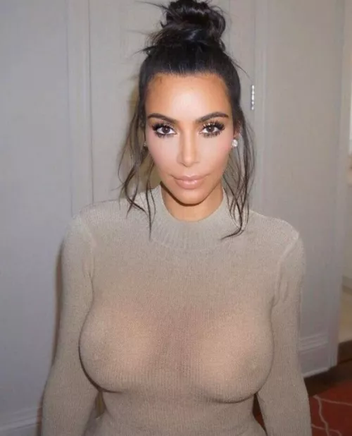It's Kim's hobby to wear seethru with no bra nice tits btw kim