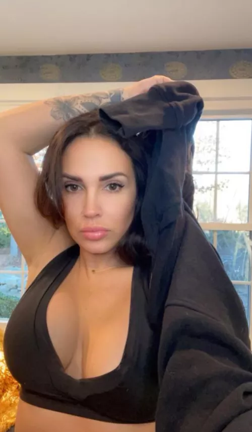 Oh you caught me taking off my sweatshirt. Want to see more?