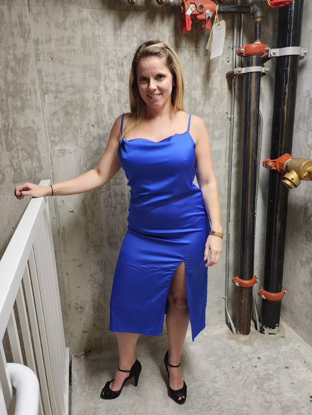 showing off in this classy dress [f]