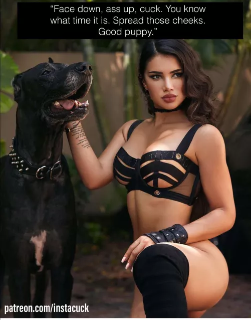 Submit your beta ass to her alpha hound 😈🥵