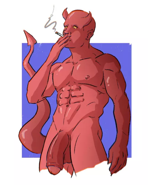 Tiefling taking a smoke break