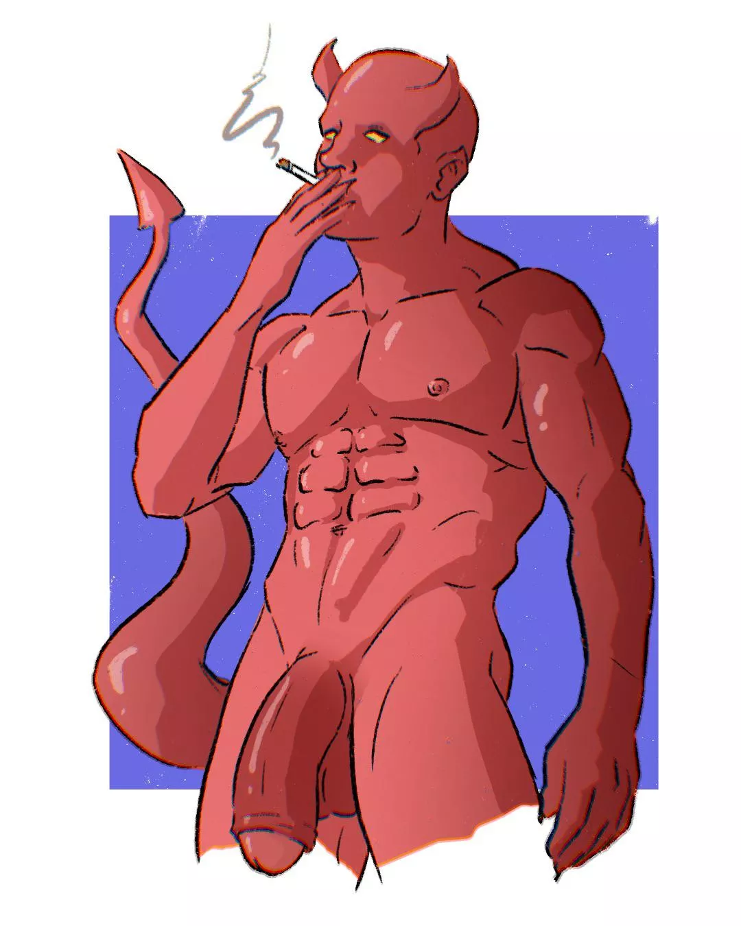 Tiefling taking a smoke break