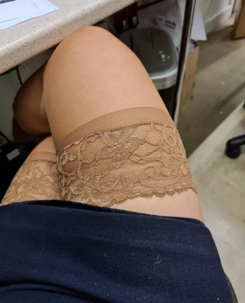 When I wear stockings with no panties on at work 😈