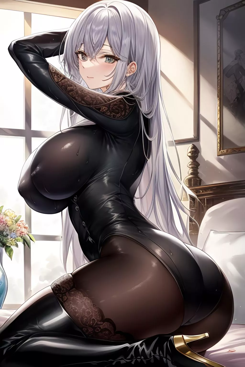 Black Leather, Sticking, and Thigh Boots