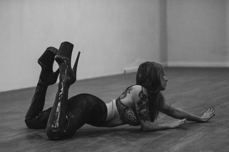 dancing in my studio in 9 inch boots