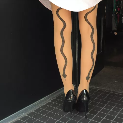 I’m very lucky to work for a place where this is my work uniform… can you guess where? Ps I hope you like today’s snake stockings!