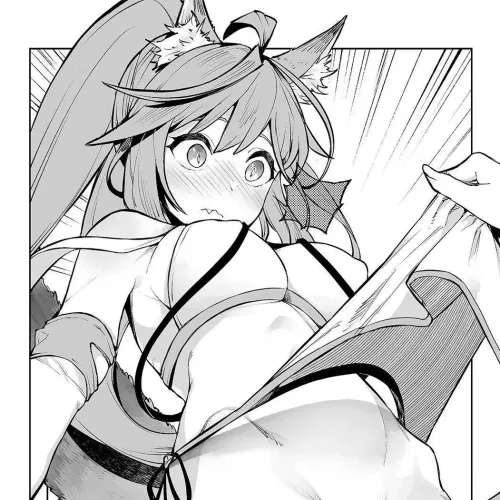 LF Mono Source: 1girl, no text, blush, ripped skirt, cat ears.