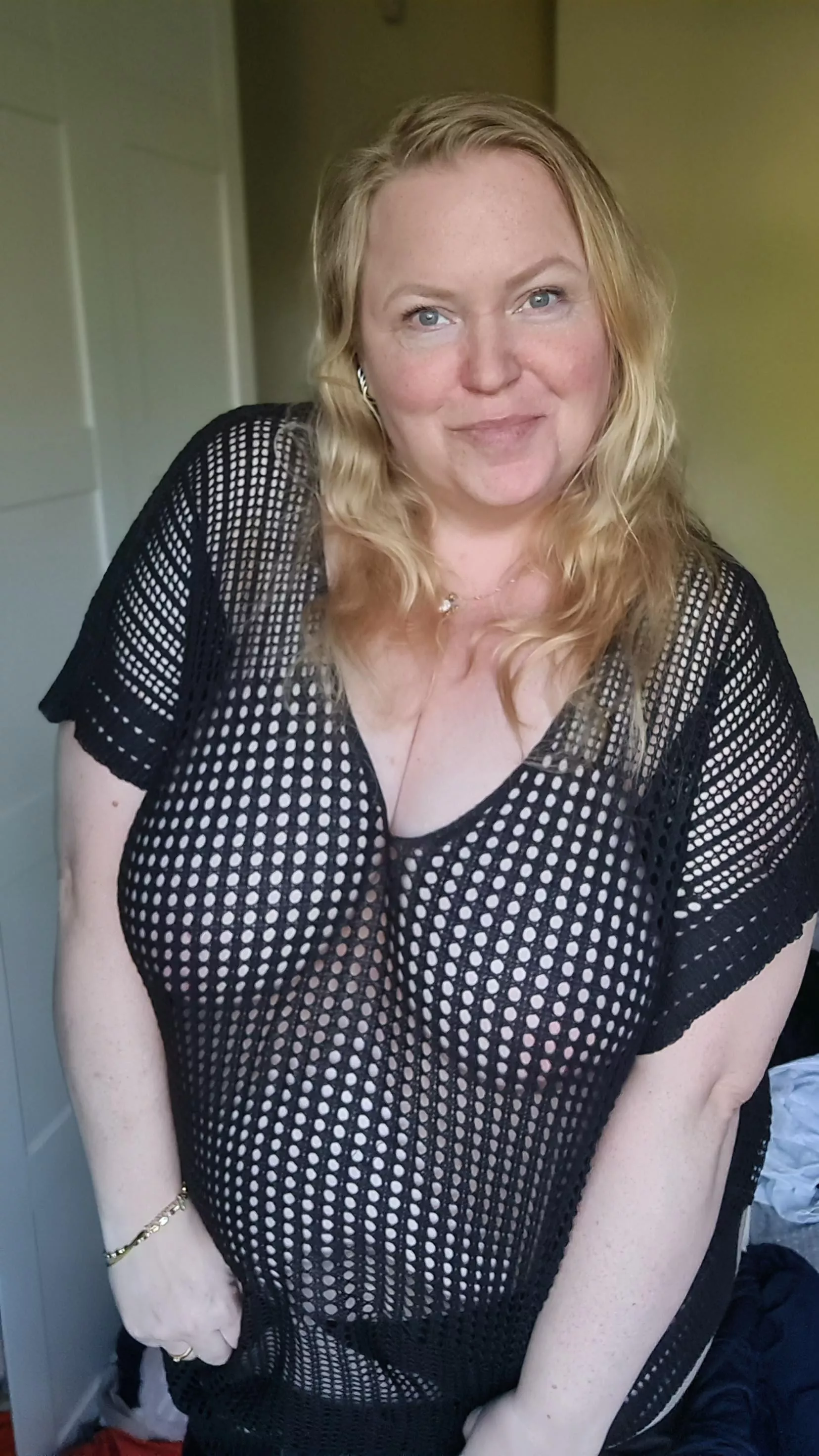Me again! Black net top on mature curves.
