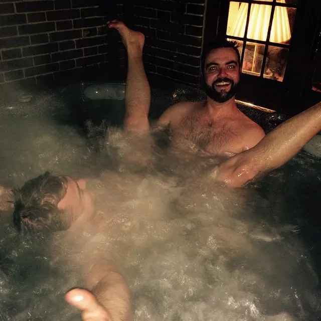 Messing around in the hot tub