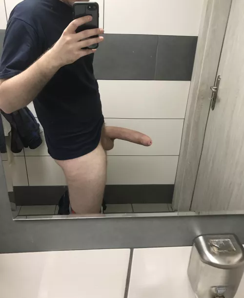 My meat wanna breath fresh air in public bathroom