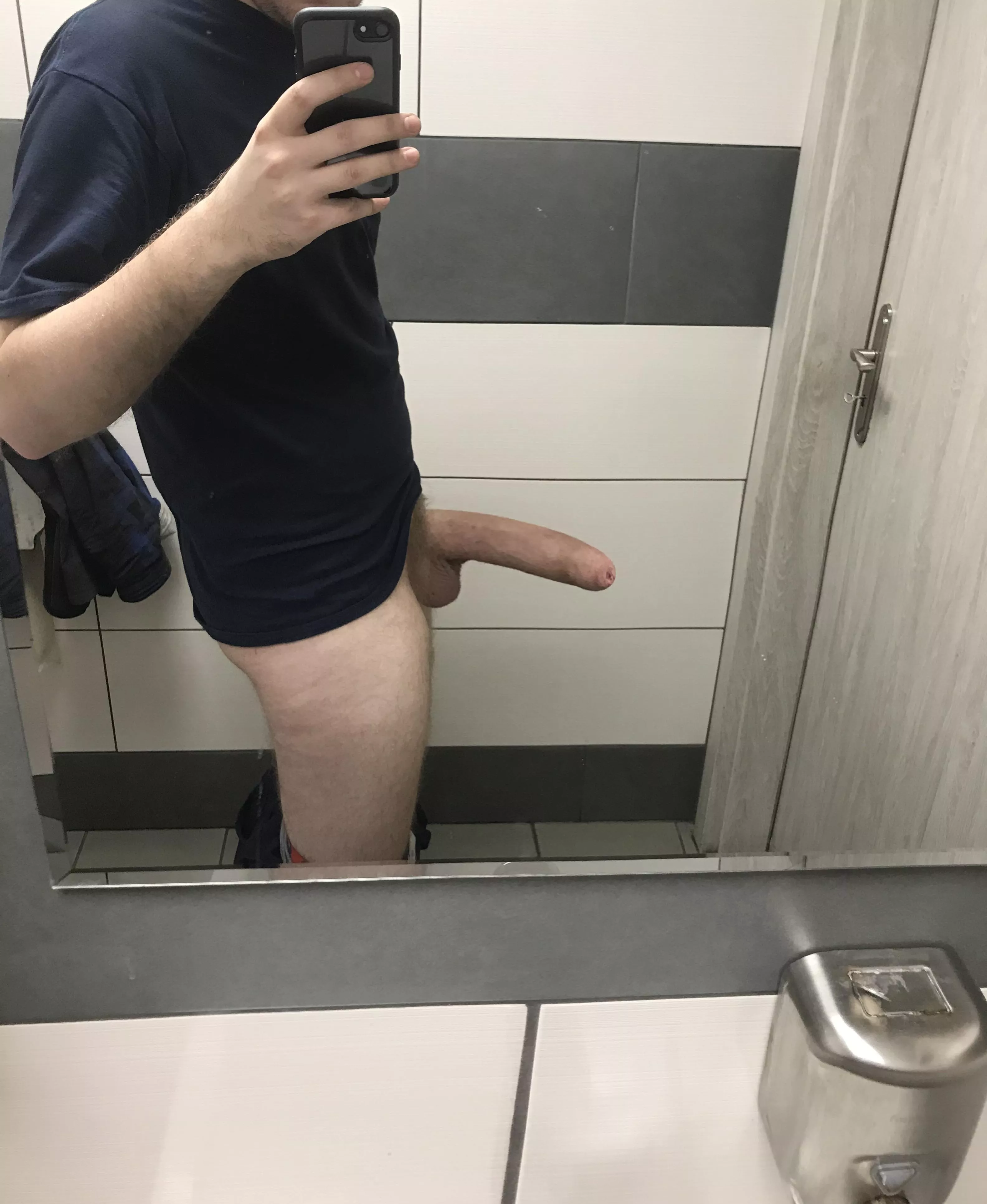 My meat wanna breath fresh air in public bathroom