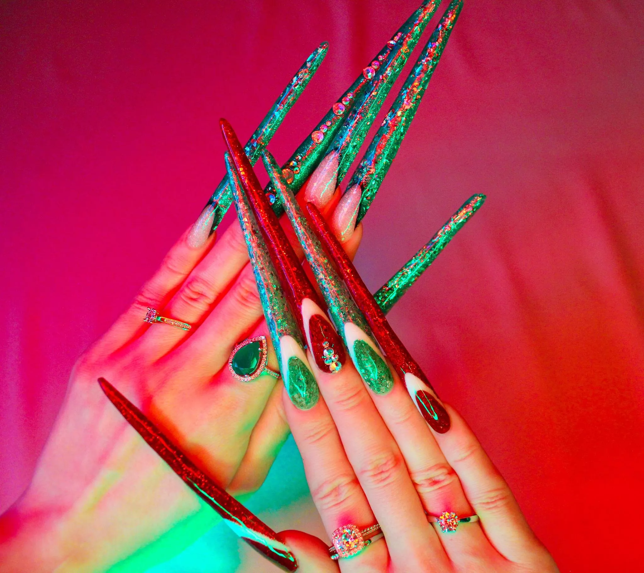 My new extra long nails in neon lights