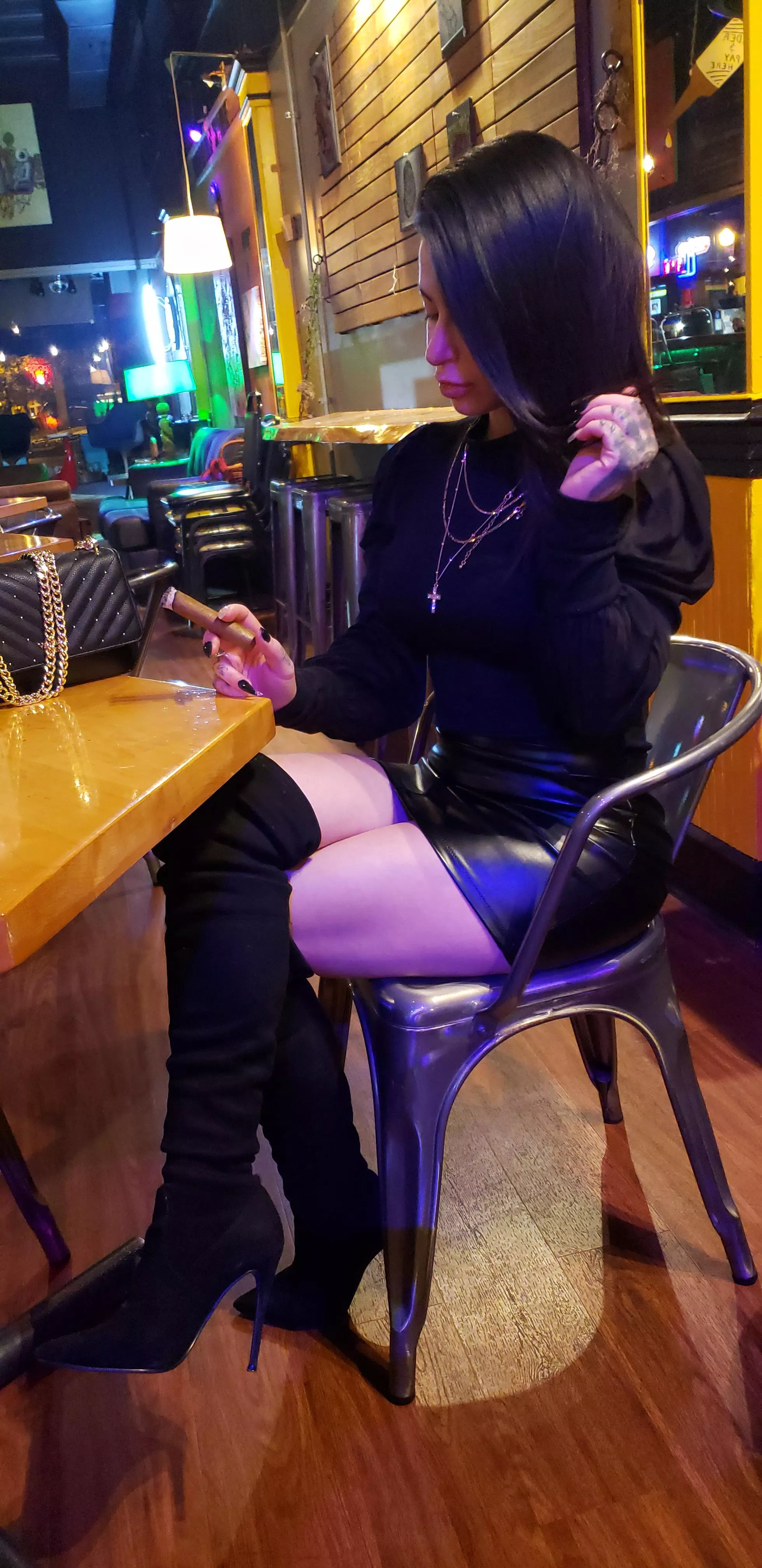 Should I go pull my skirt up in the bathroom for my next photo?