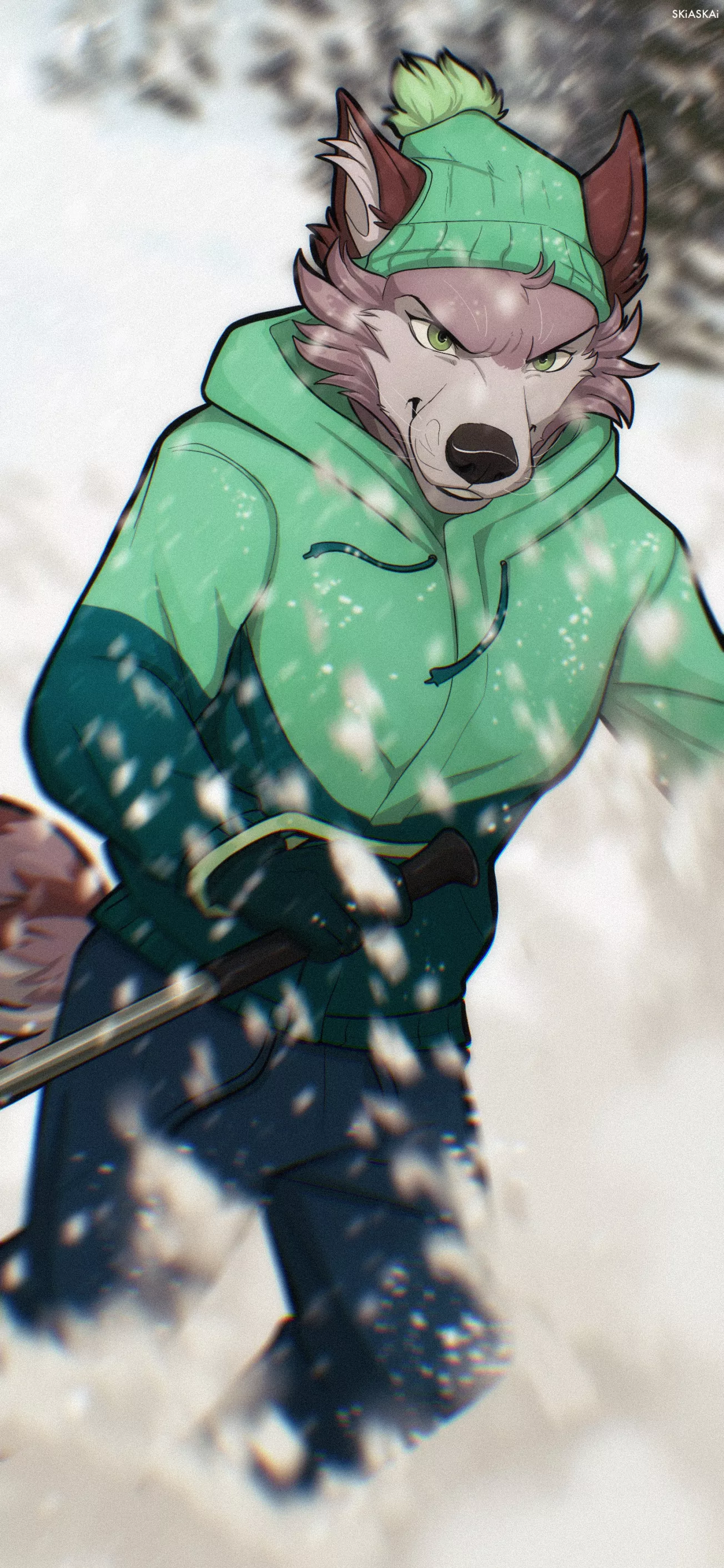 Skiing Wolf [SkiaSkai]
