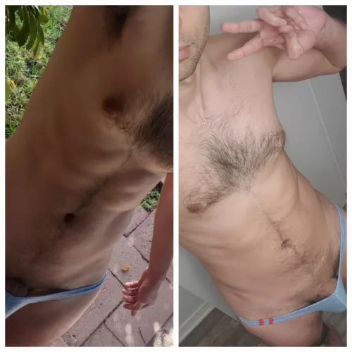 So I was in better shape last year but at least I still look decent in a dude thong haha