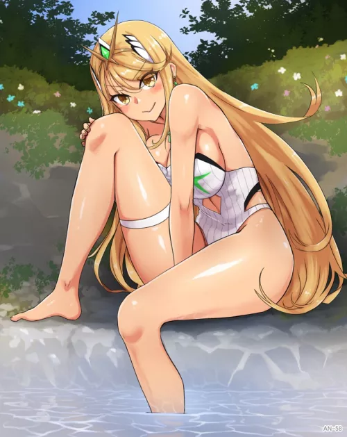 Swimsuit Mythra at the lake (nurutekan)