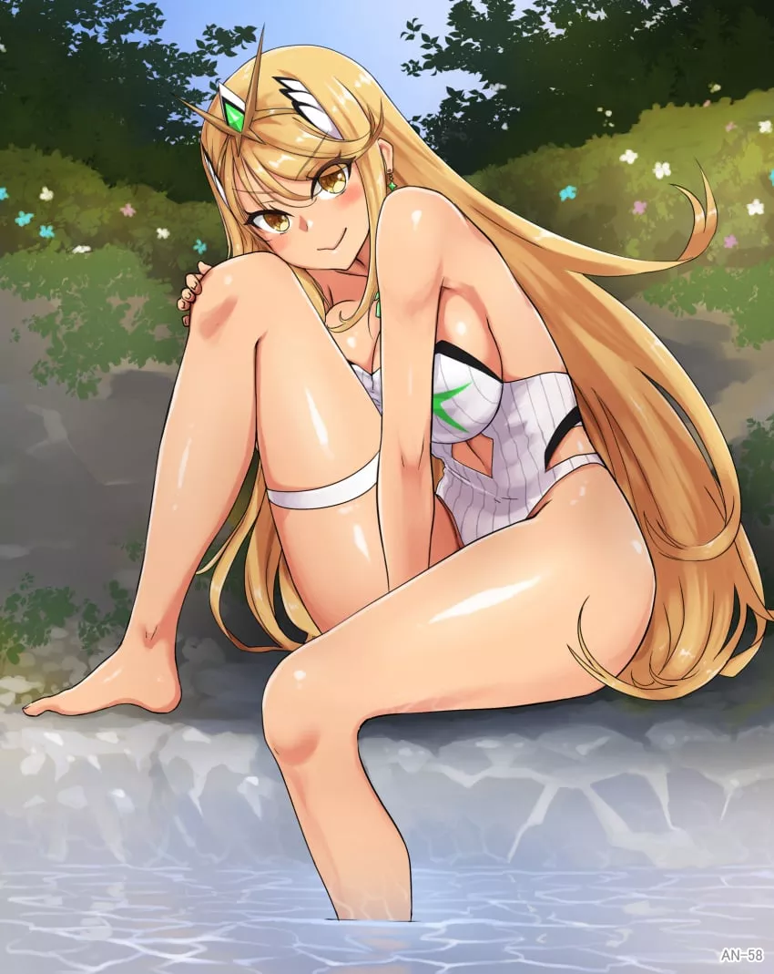 Swimsuit Mythra at the lake (nurutekan)