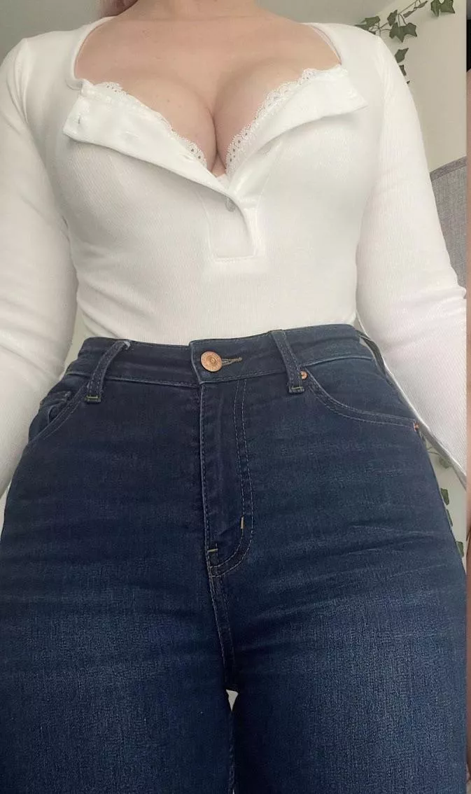 These jeans hug my curves so well.