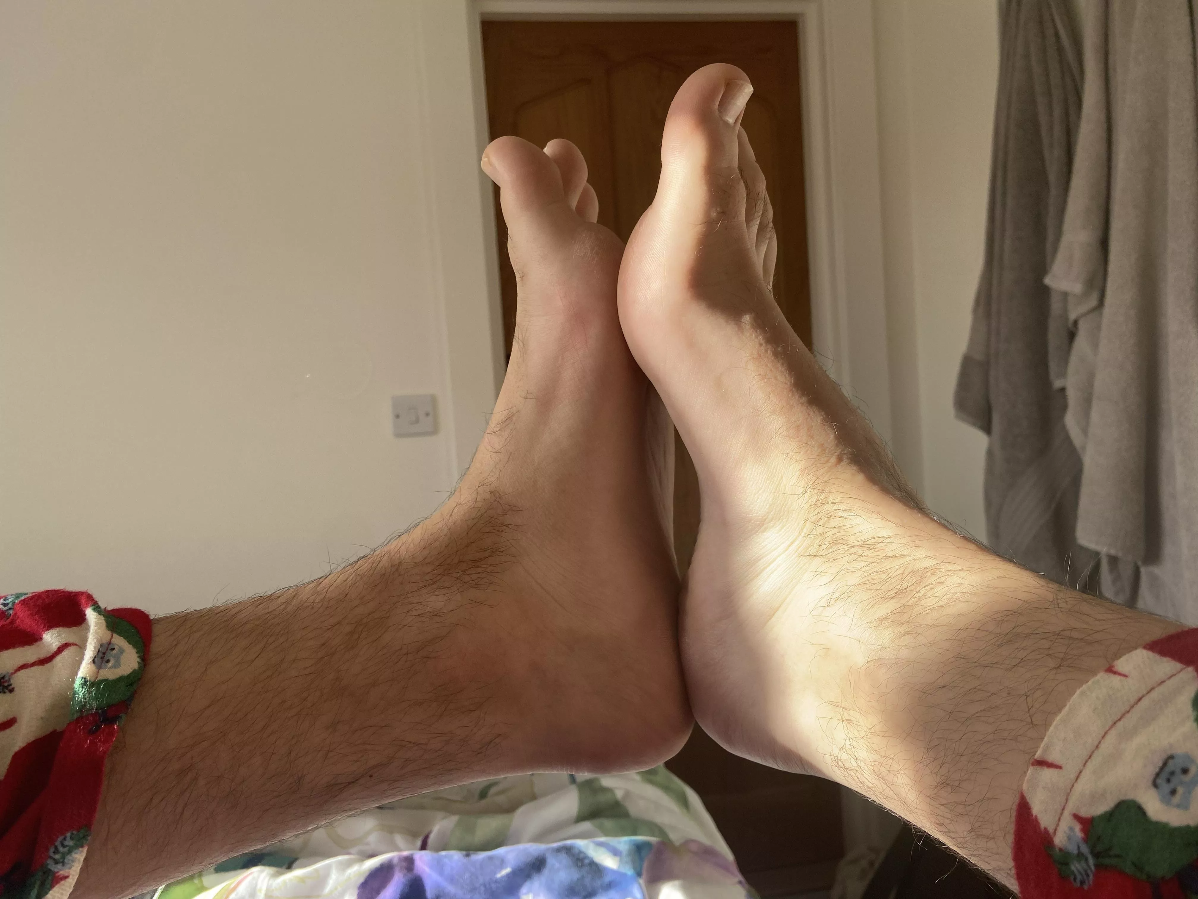 What do you think of my size 12 feet in the morning sun?