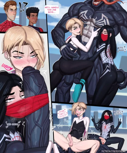 Gwen And Cindy Take Down Venom (BDOneArt ) [DC]
