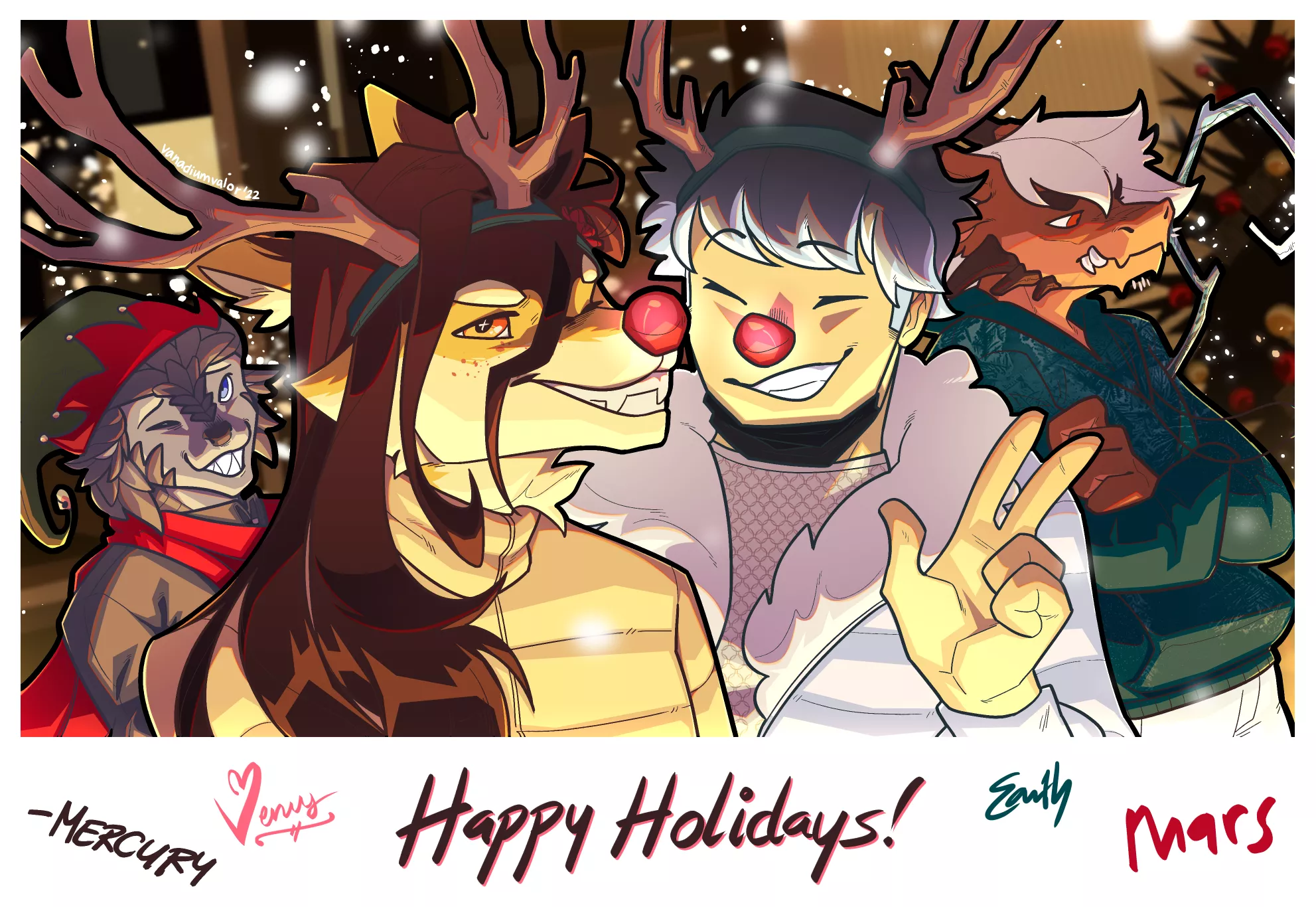 Happy Holidays from Mercury, Venus, Earth, and Mars! Hope everyone's had a wonderful holiday season this year <3