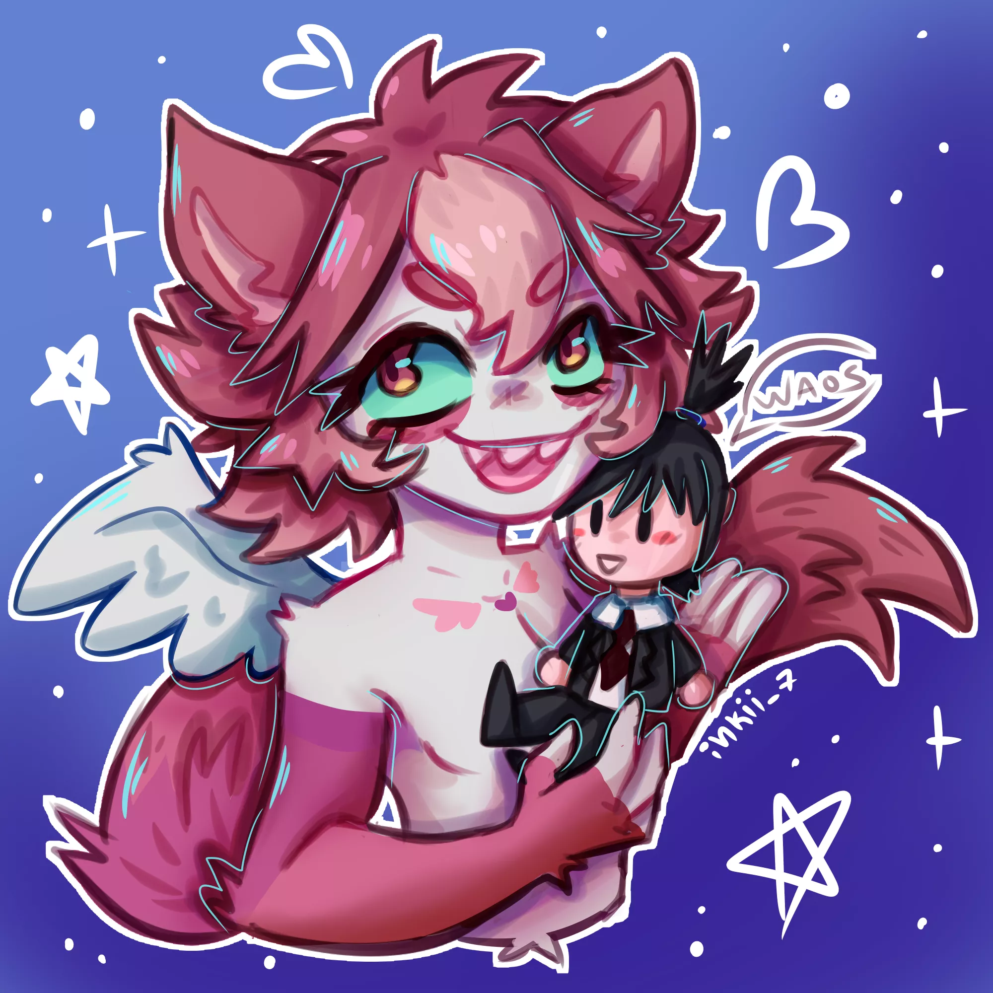 I'm trying a new art style, this is a gift for a friend (art by me!!)