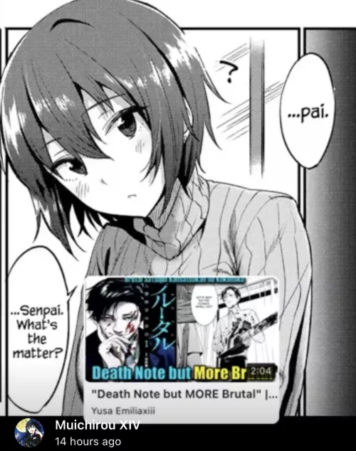 Lf mono source: 1girl, short hair, blush, “senpai what’s the matter?”