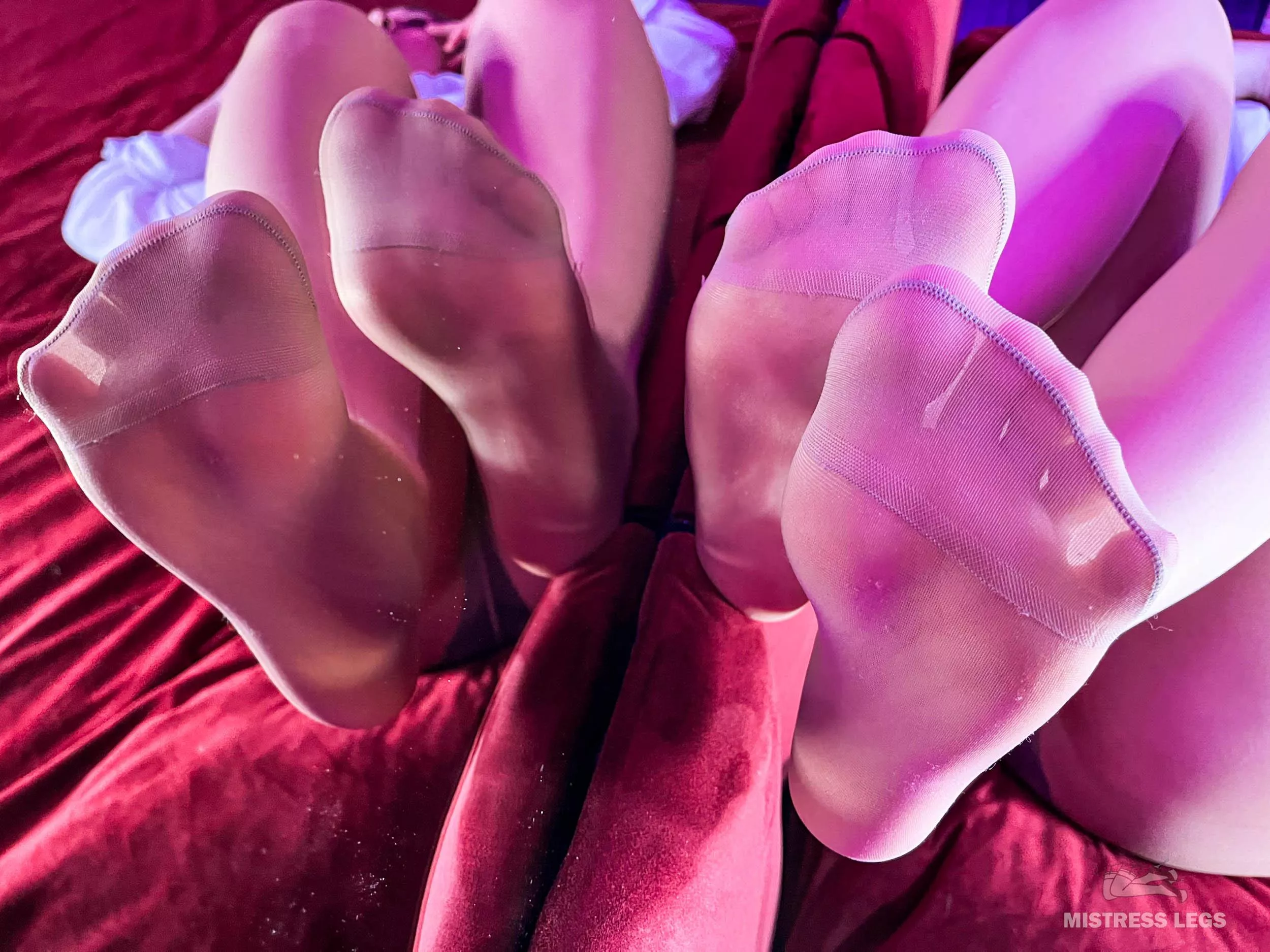 My feet in tights at the mirror