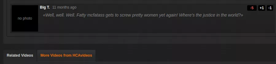 Not Pornhub, but there is a series of comments along this line on a lot of this dude's videos and its fun