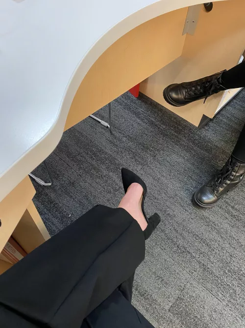 Trying to be sneaky about it . Favorite work heels .