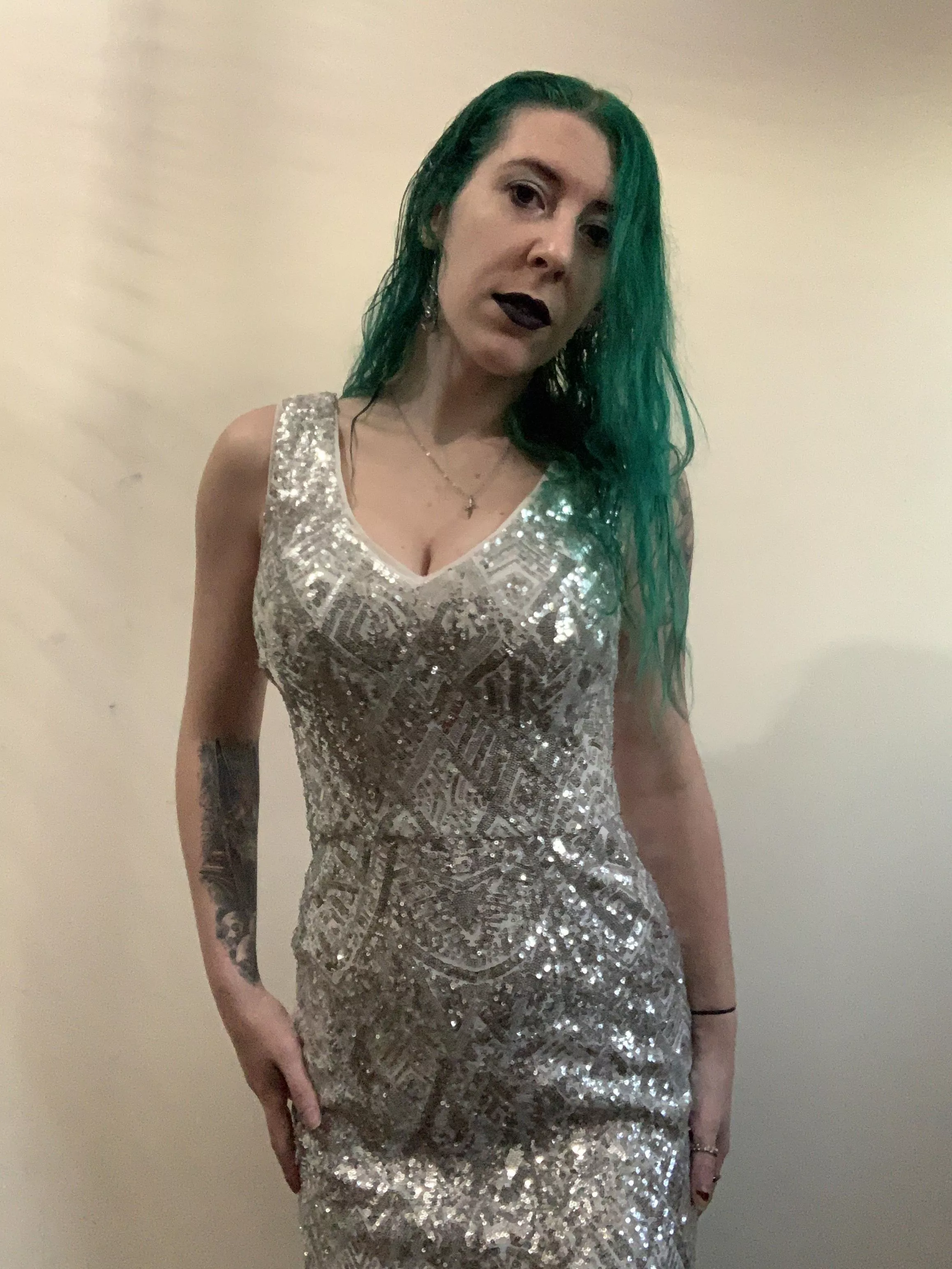 Busty sparkly goth