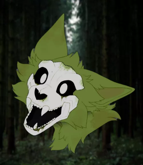 Moss the skulldog (Art by kitchiki on Instagram)