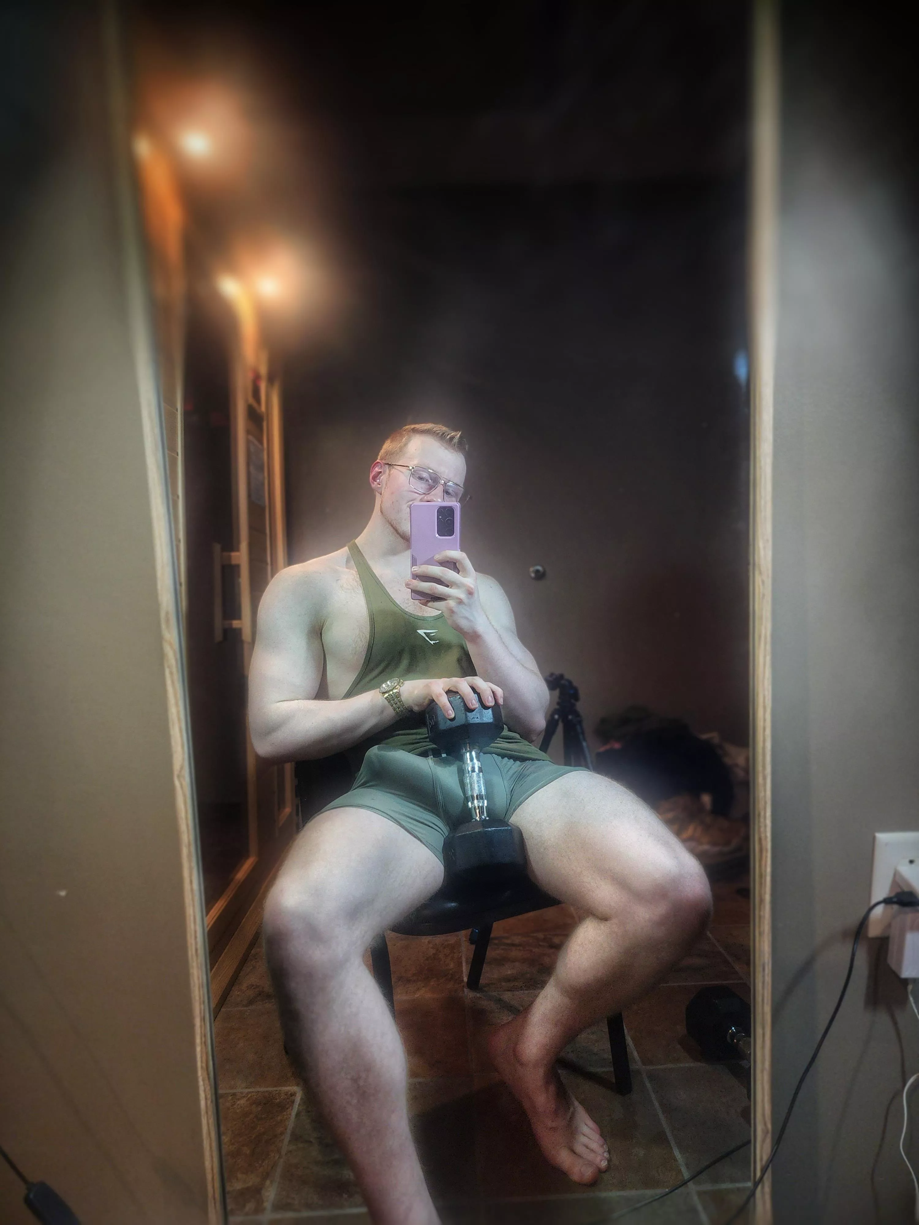 who wants to grab the dumbbell in my underwear? 😁 [22]