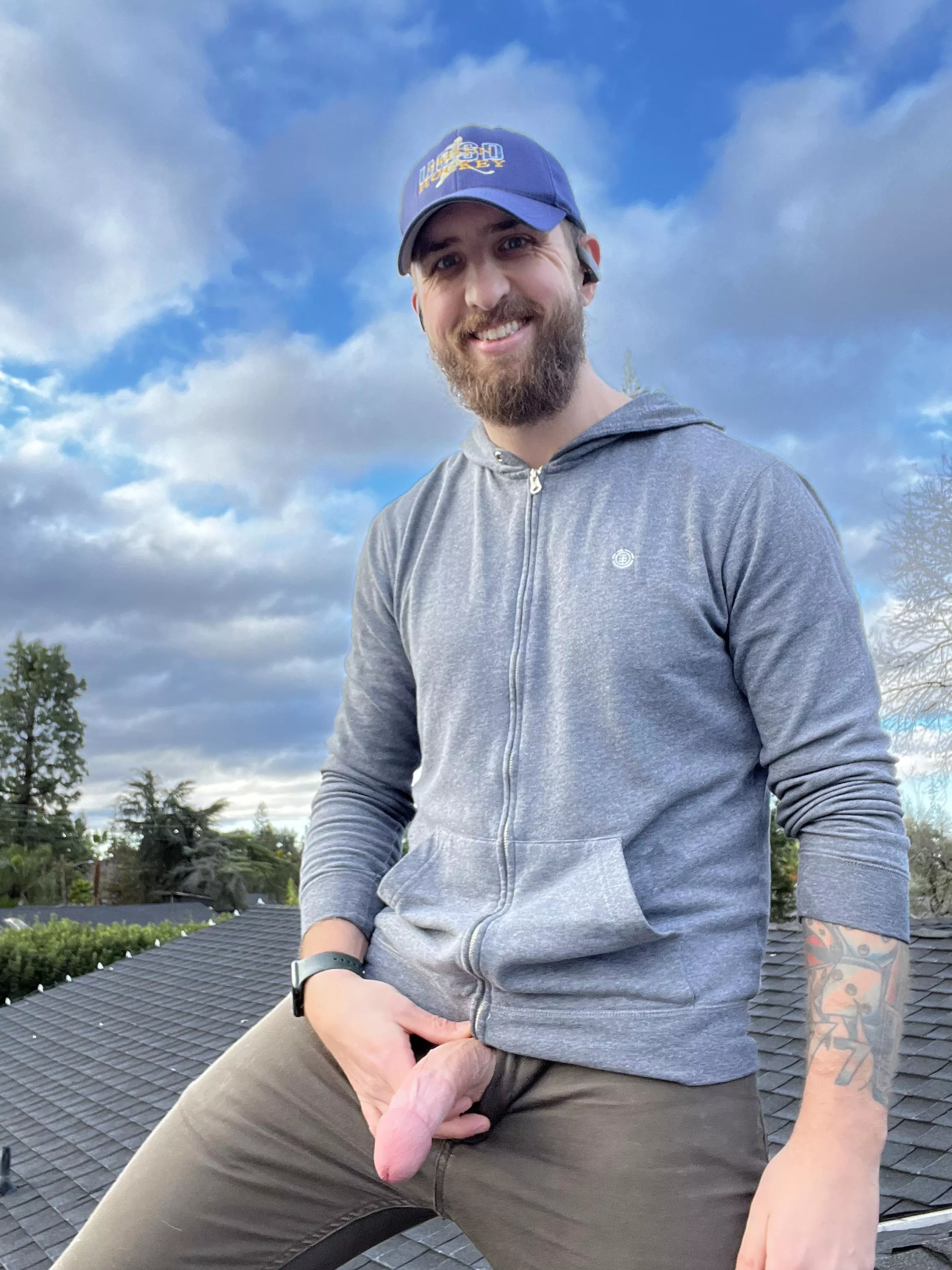 A friendly reminder to look up when walking your neighborhood, you never know when you’ll see a bored dads dick…