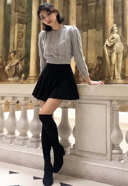 Skirt and boots