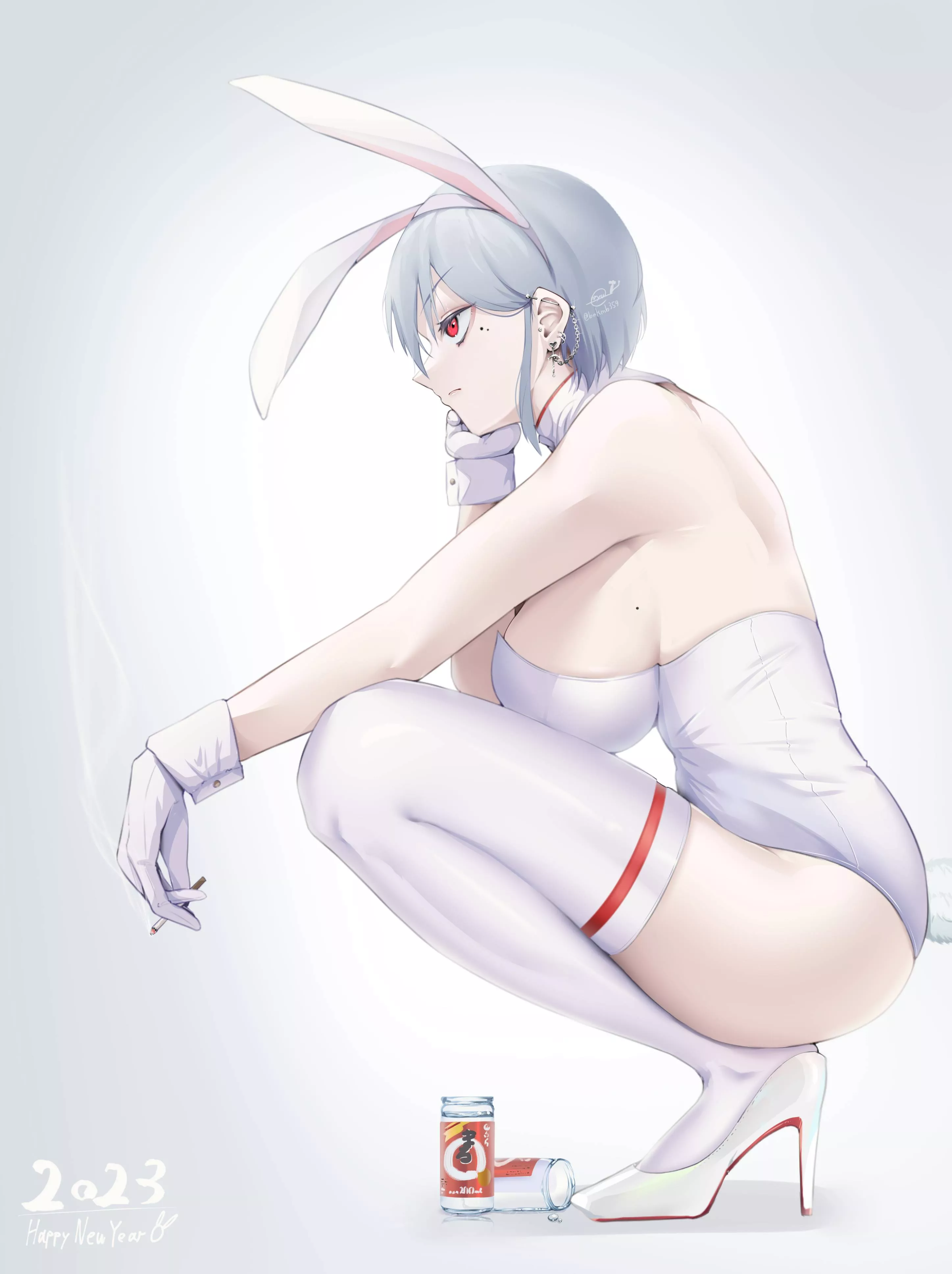 Smoking White Bunny Girl