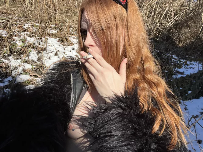 Suck my nipples while I finish this ciggy