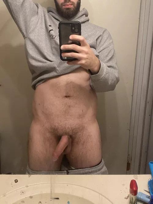 Uncut and not hard. Be nice,new years cock