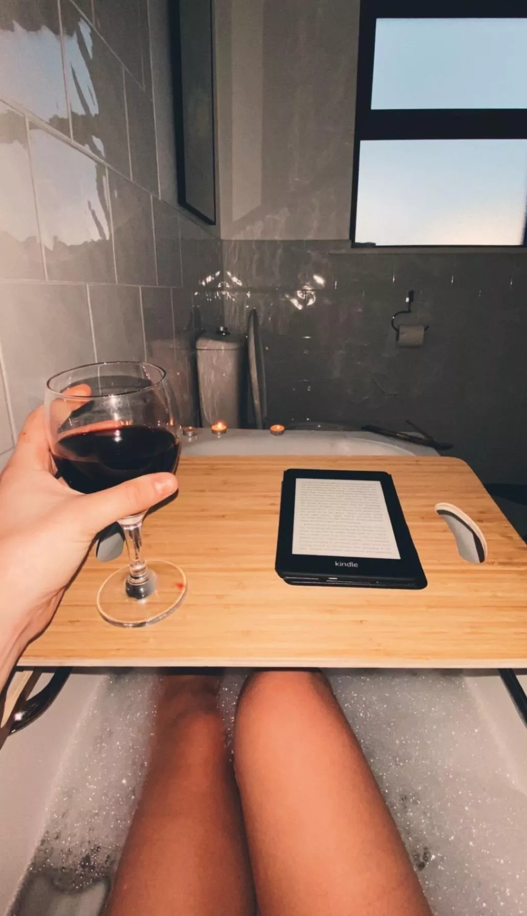 Wine, bath, kindle. Best thing ever!