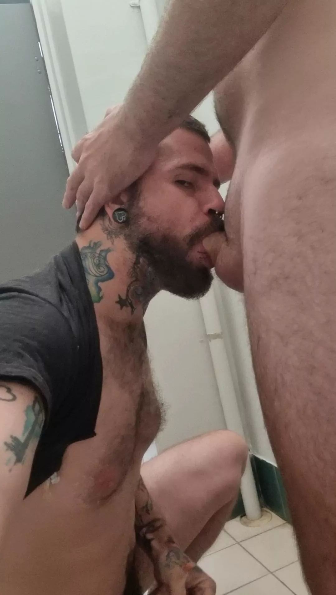 Blowing a stranger in a random public bathroom