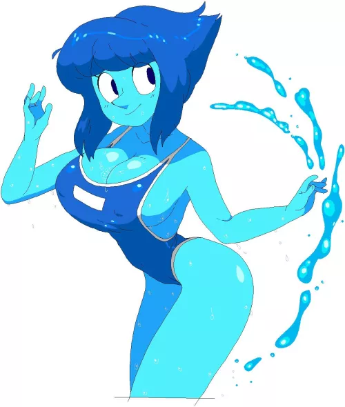 Busty Lapis in a tight swimsuit (Art by CassetteDream)