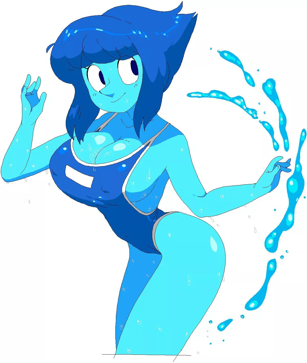 Busty Lapis in a tight swimsuit (Art by CassetteDream)