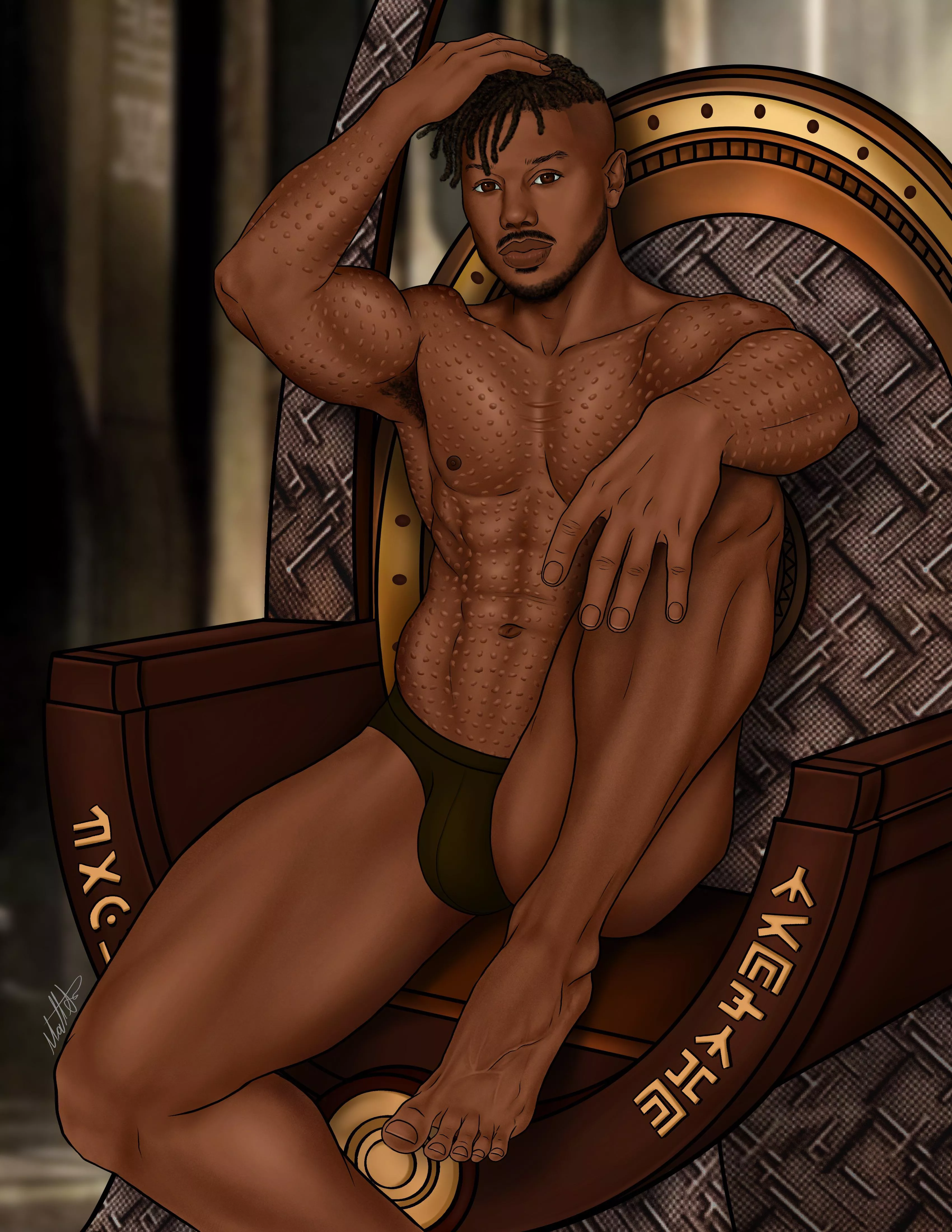 Killmonger pinup I just finished. Got a couple uncensored versions up on Patreon!