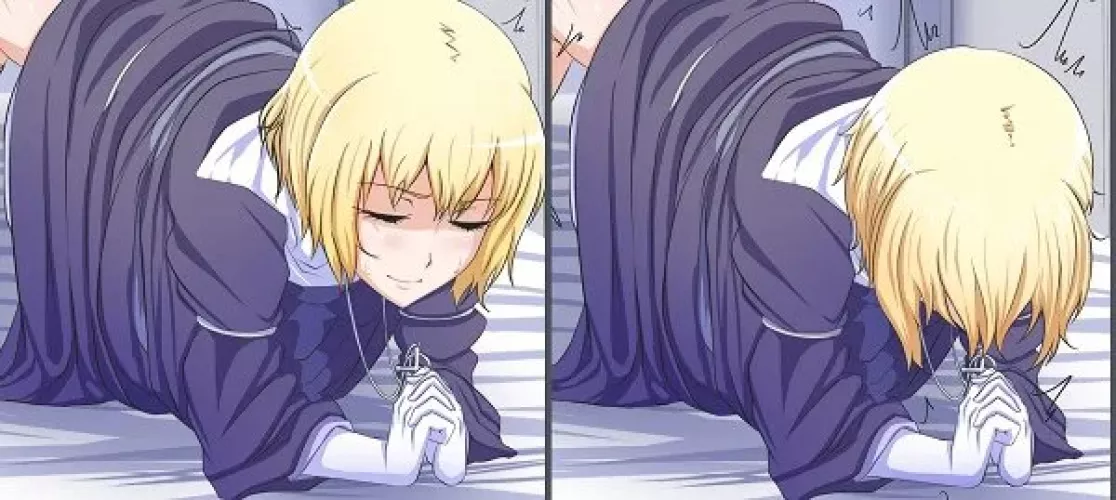 LF Color Source: Nun, blonde, short hair, praying, doggy style, white gloves