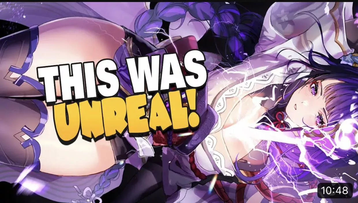 LF Color Source: purple hair, purple eyes, braided hair, stocking, Raiden Shogun, kimono, thigh highs, blushing, cleavage