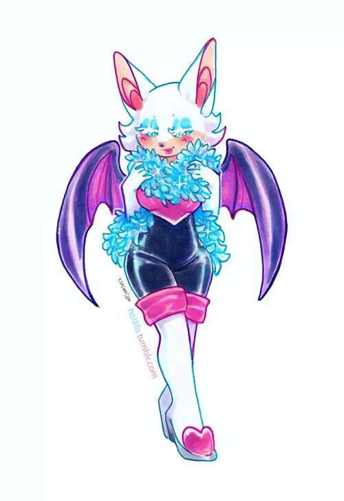 Luxury | Rouge the Bat | Copics + White gel pen (OC)