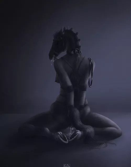 Mare in bondage (feralblue, art by me)