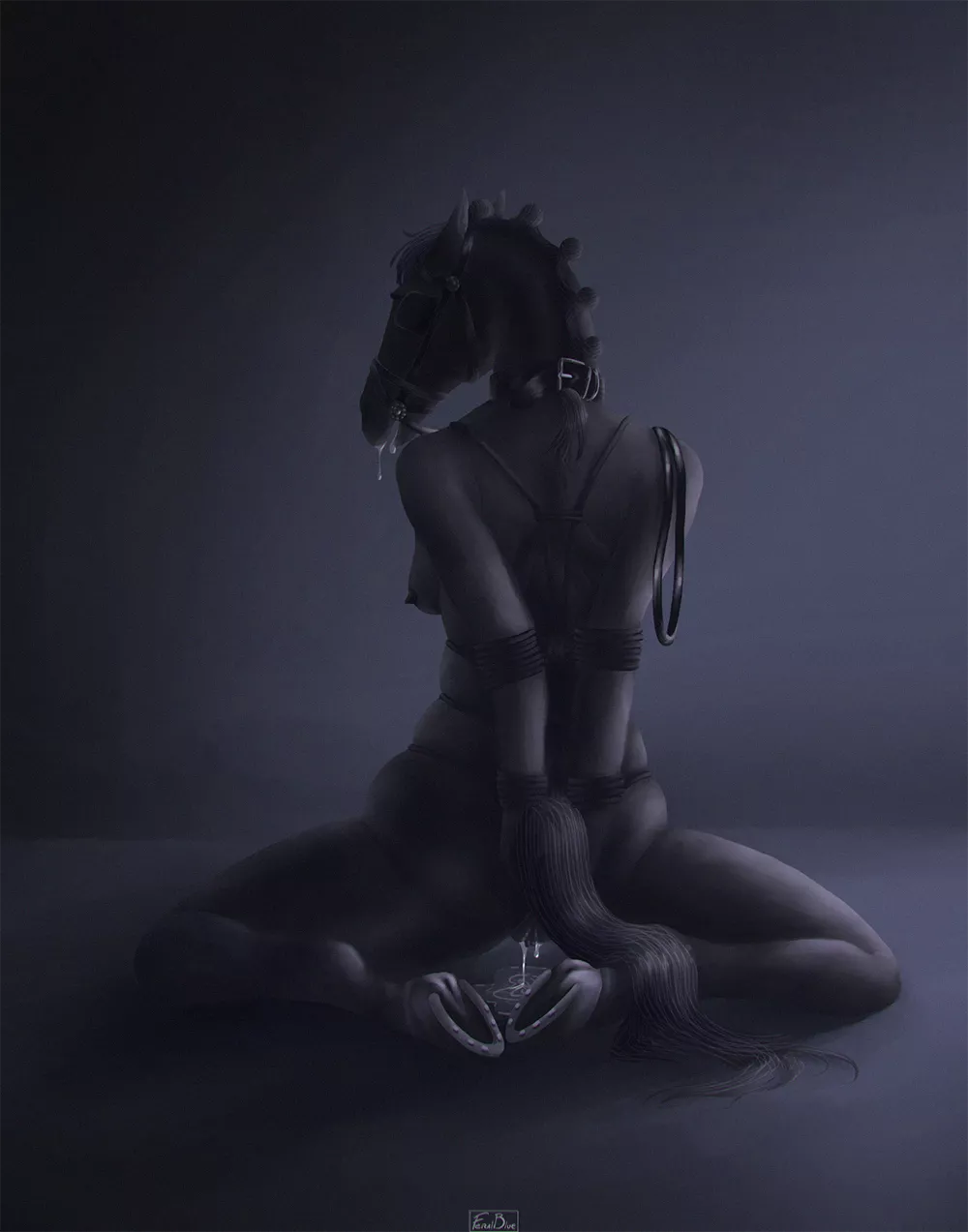 Mare in bondage (feralblue, art by me)